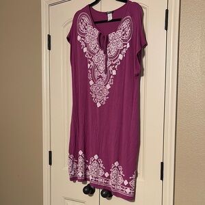 HEIMISH USA Purple Tunic with White Patterns